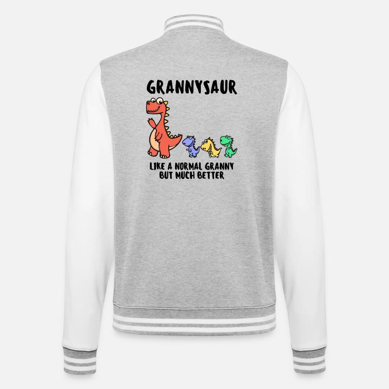 Oma Großmutter Dinosaurier Lustig Statement - College-Sweatjacke - Grau meliert/Weiß