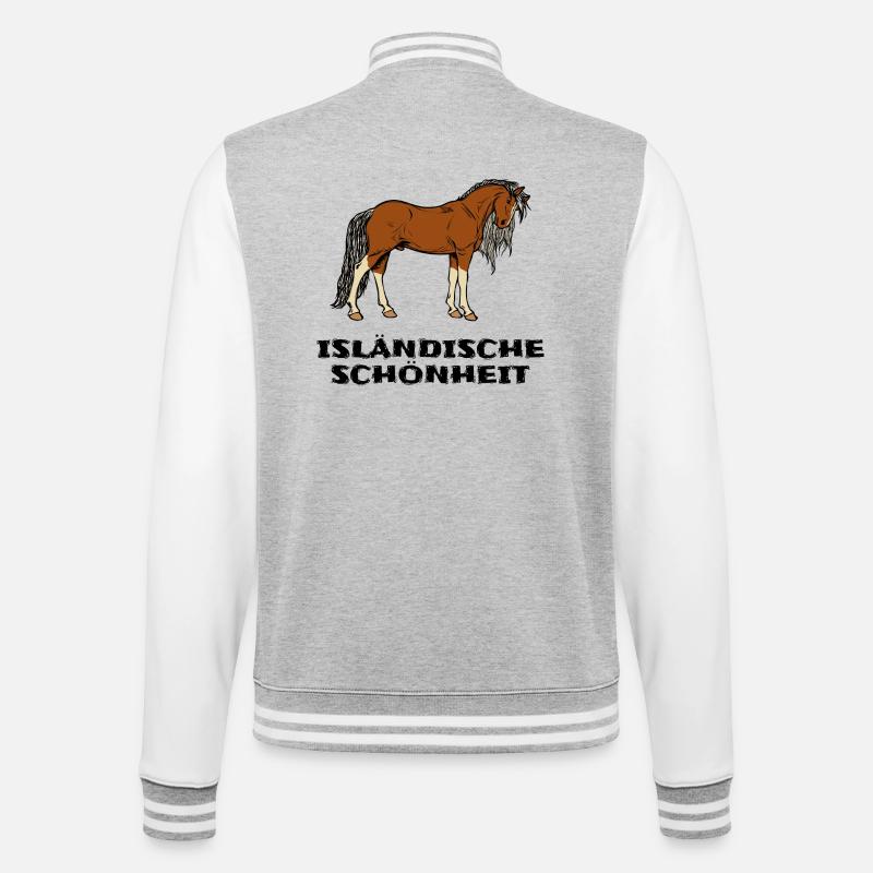 Isländer Pferde Statement Islandpferde Pferdenarr - College-Sweatjacke - Grau meliert/Weiß
