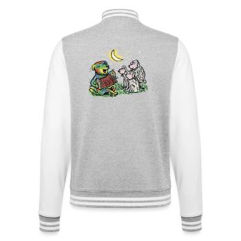 Herding dog with accordion in the moonlight - College Sweat Jacket - heather grey/white - Back - Marisol (170cm)