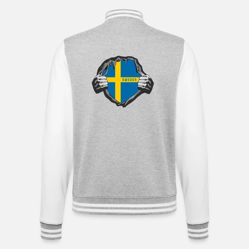 Drapeaux de la Suède - Veste Teddy - gris chiné / blanc
