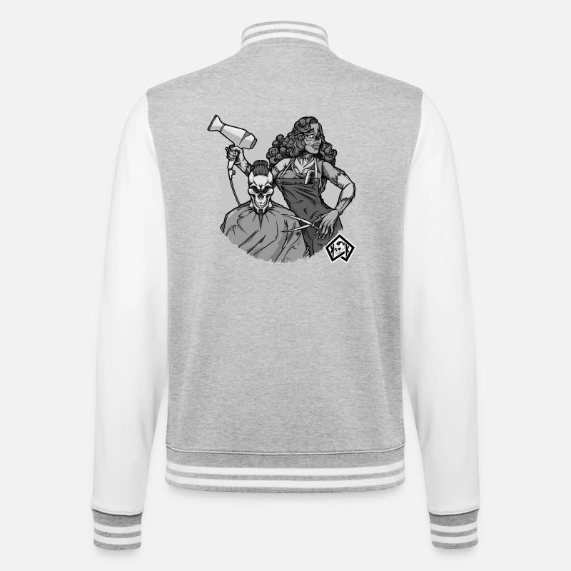 Coiffeur, Coiffeur, Coiffeur, Coiffeur, Crâne - Veste Teddy - gris chiné / blanc