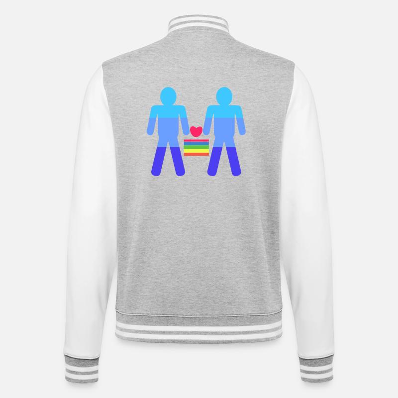 Herz Lgbt Gleichgeschlechtliche Ehe Regenbogen - College-Sweatjacke - Grau meliert/Weiß