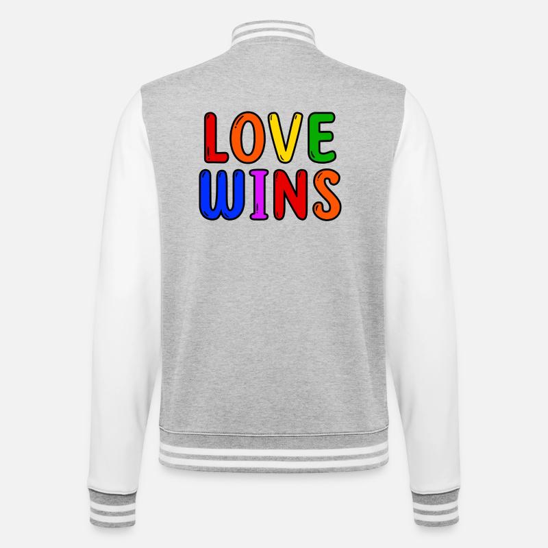 Lgbt Liebe Statement Regenbogen Schwul Lesbisch - College-Sweatjacke - Grau meliert/Weiß