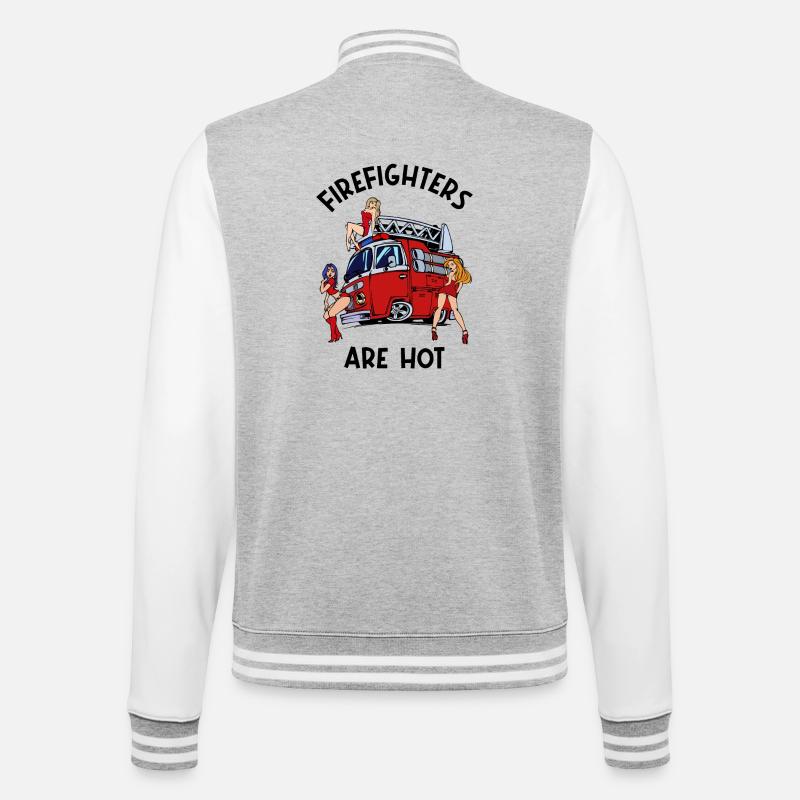 Lebensretter Feuerwehrauto Statement Feuerwehr - College-Sweatjacke - Grau meliert/Weiß