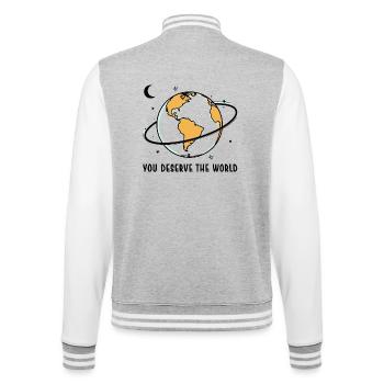 Earth Globe in Neon Orbit - College Sweat Jacket - heather grey/white - Back - Marisol (170cm)