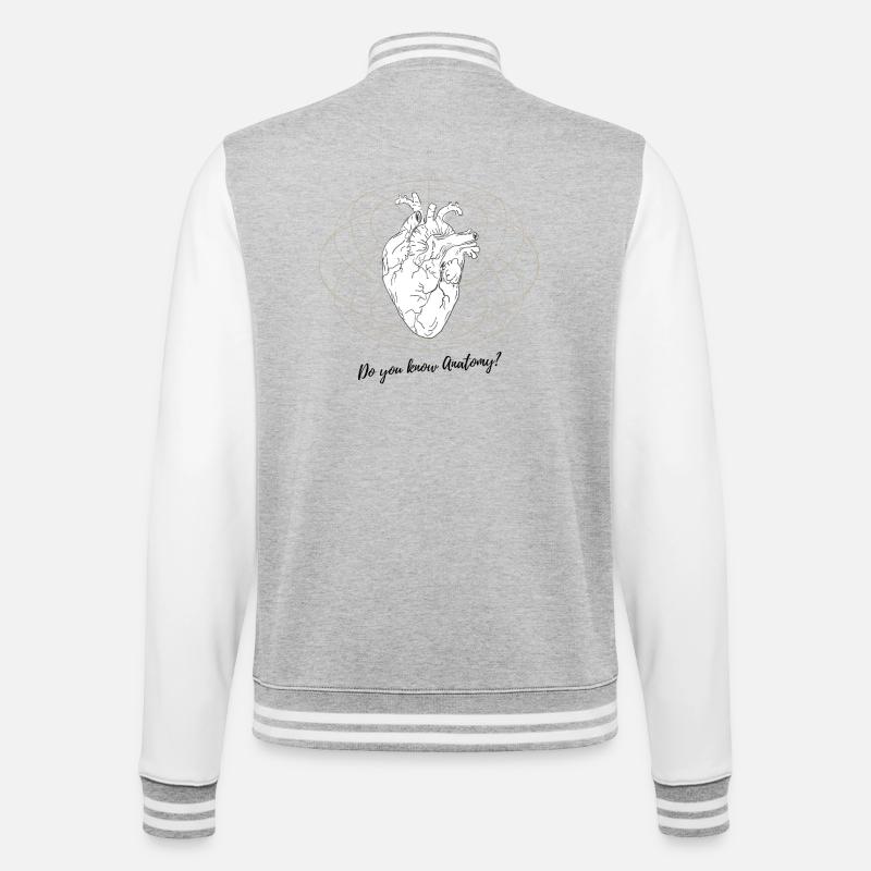 Herz trifft Geometrie - College-Sweatjacke - Grau meliert/Weiß
