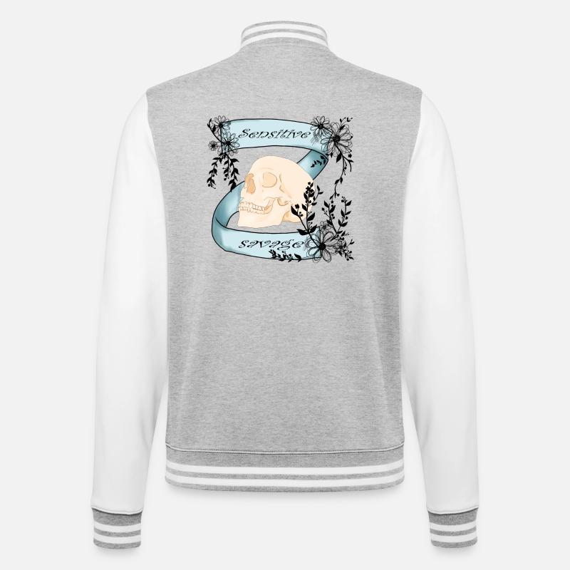 Sensitive & Savage - College-Sweatjacke - Grau meliert/Weiß