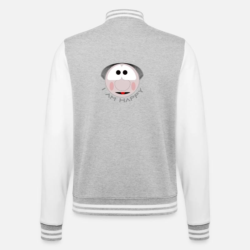 Glücklich - College-Sweatjacke - Grau meliert/Weiß