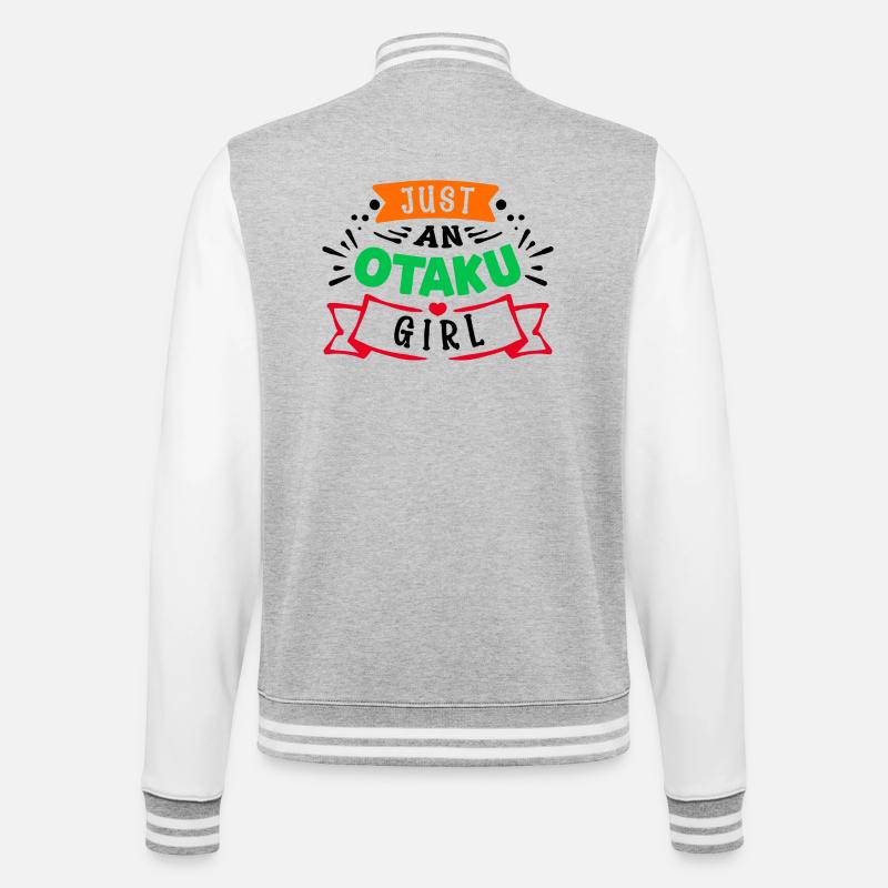 Mädchen Anime Manga Statement Otaku Mangastyle - College-Sweatjacke - Grau meliert/Weiß