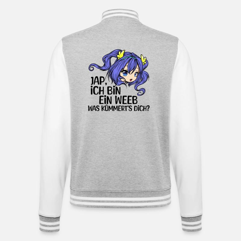 Comic Mädchen Anime Mangastyle Manga Statement - College-Sweatjacke - Grau meliert/Weiß