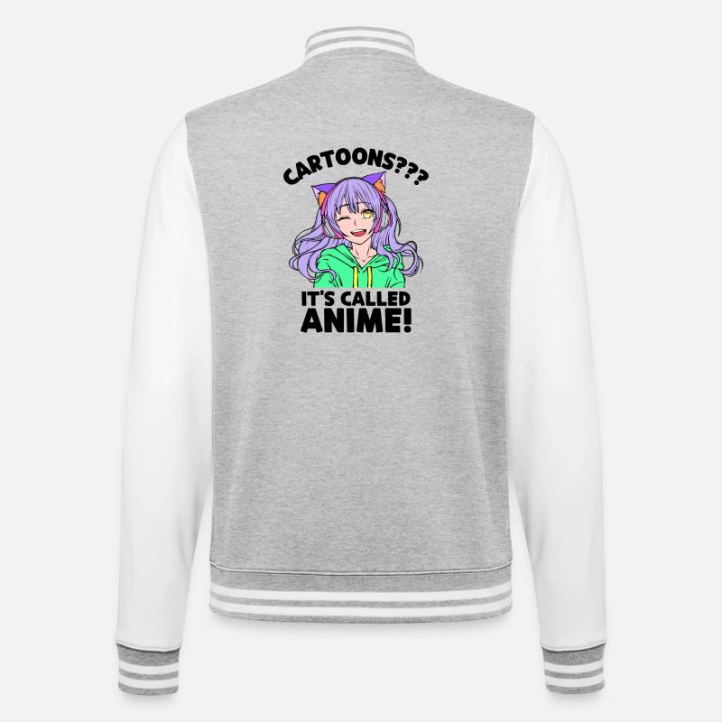 Anime Animation Déclaration Animation Manga Comic - Veste Teddy - gris chiné / blanc