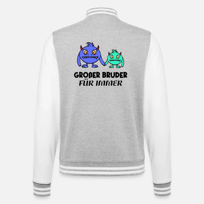 Großer Bruder Geschwisterliebe Statement Bro - College-Sweatjacke - Grau meliert/Weiß