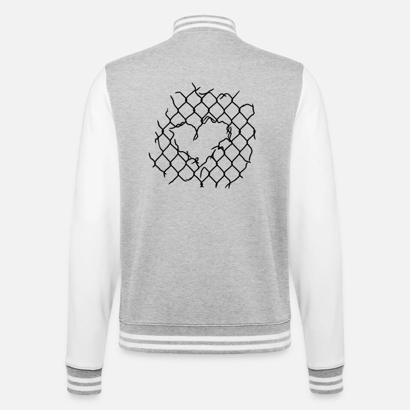 Maschendraht Herz - College-Sweatjacke - Grau meliert/Weiß