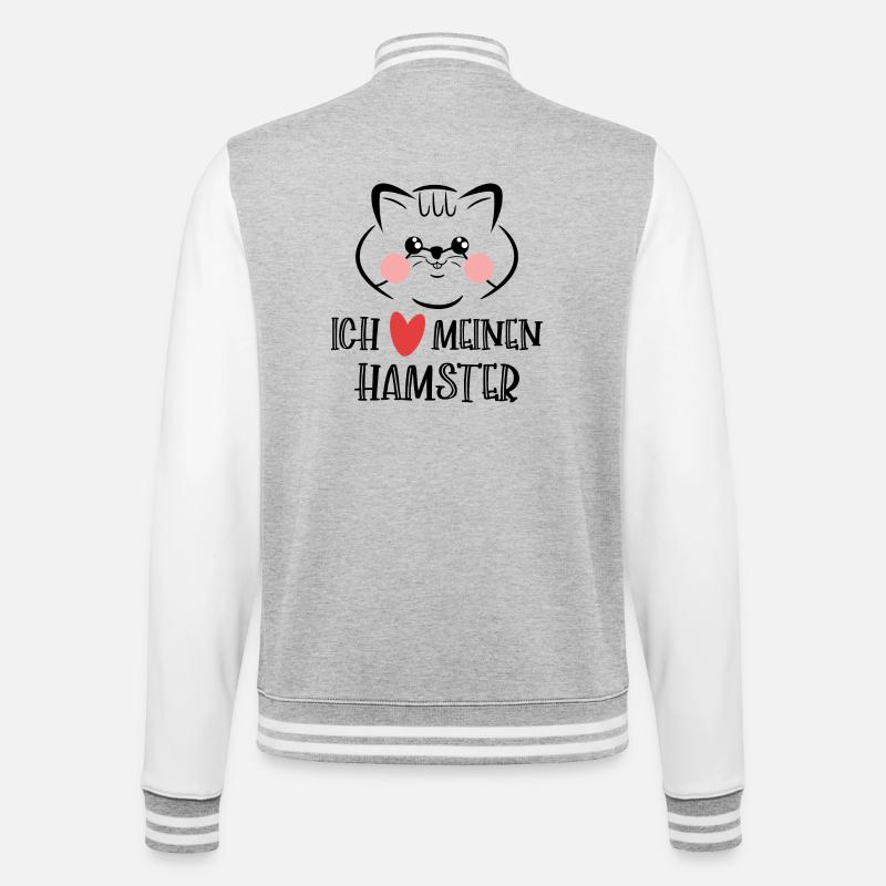 Hamster Herz Statement Lieblingstier Haustiere - College-Sweatjacke - Grau meliert/Weiß