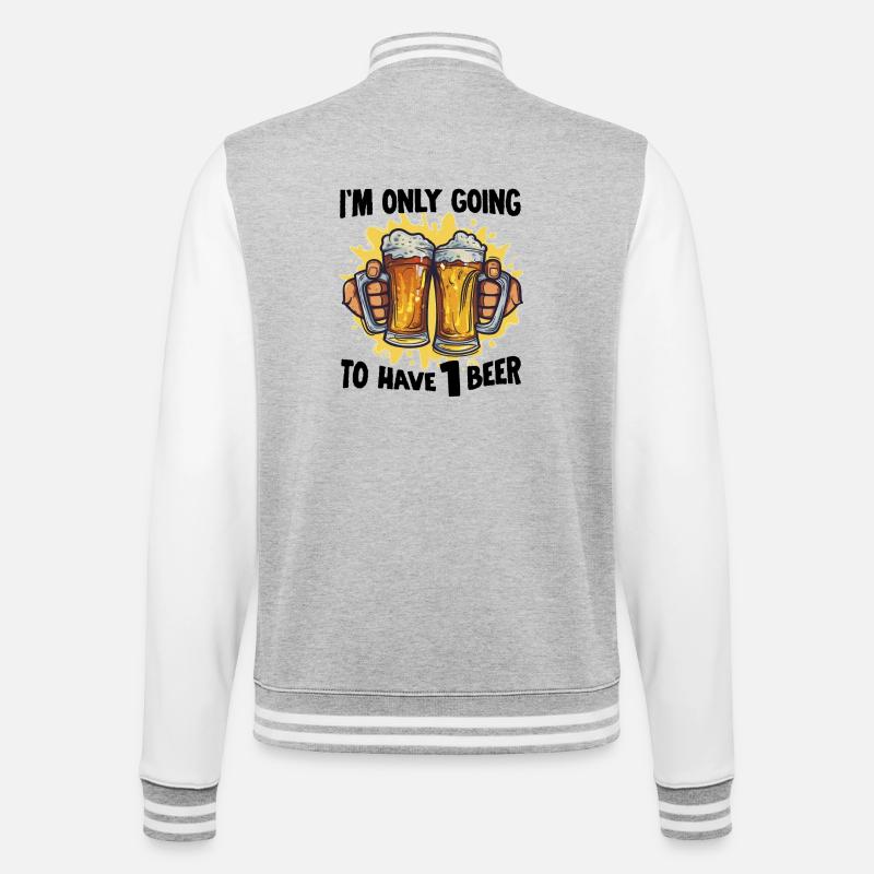 Drinking Biertrinker Bierliebhaber Biershirt - College-Sweatjacke - Grau meliert/Weiß