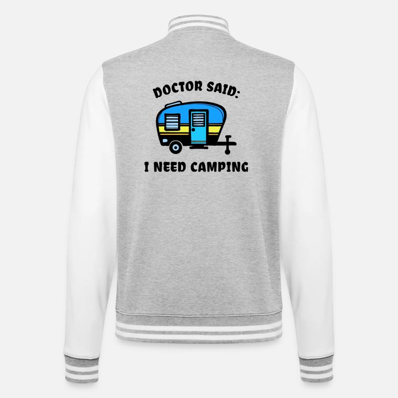 Camper Camping Camping-car Déclaration Randonneur - Veste Teddy - gris chiné / blanc