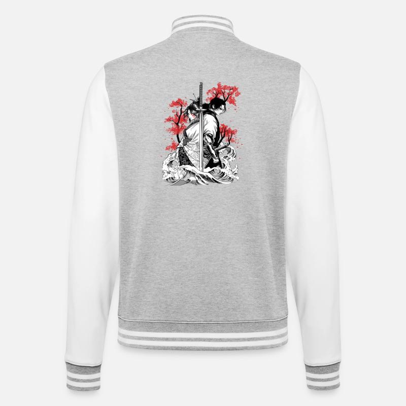 Âmes de samouraï entrelacées - Veste Teddy - gris chiné / blanc