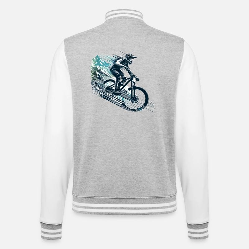 MTB Mountainbiking Downhill Geschenk - College-Sweatjacke - Grau meliert/Weiß