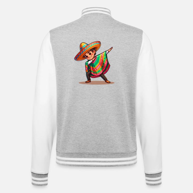 Mexican Poncho Costume Making the Dab. - College Sweat Jacket - heather grey/white