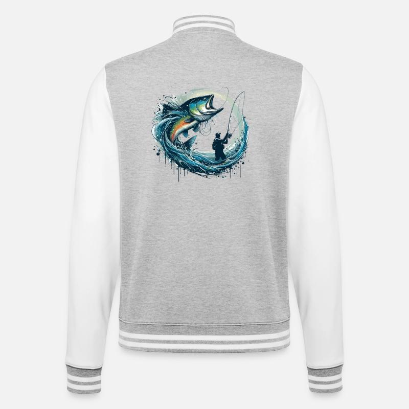 Fishing Dynamic Gift - College Sweat Jacket - heather grey/white