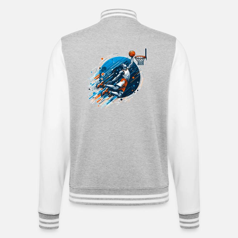 Basketball Dunking Geschenk - College-Sweatjacke - Grau meliert/Weiß