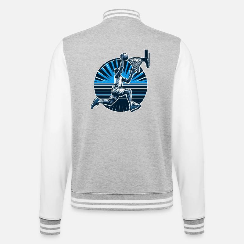 Basketball Dunking Geschenk - College-Sweatjacke - Grau meliert/Weiß