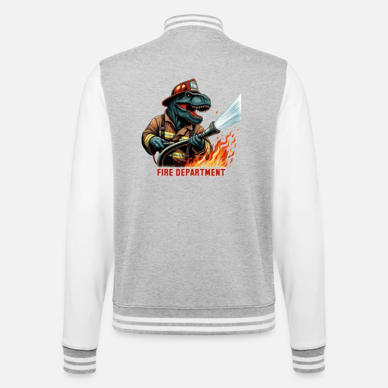 Fire Brigade T-Rex Gift - College Sweat Jacket - heather grey/white