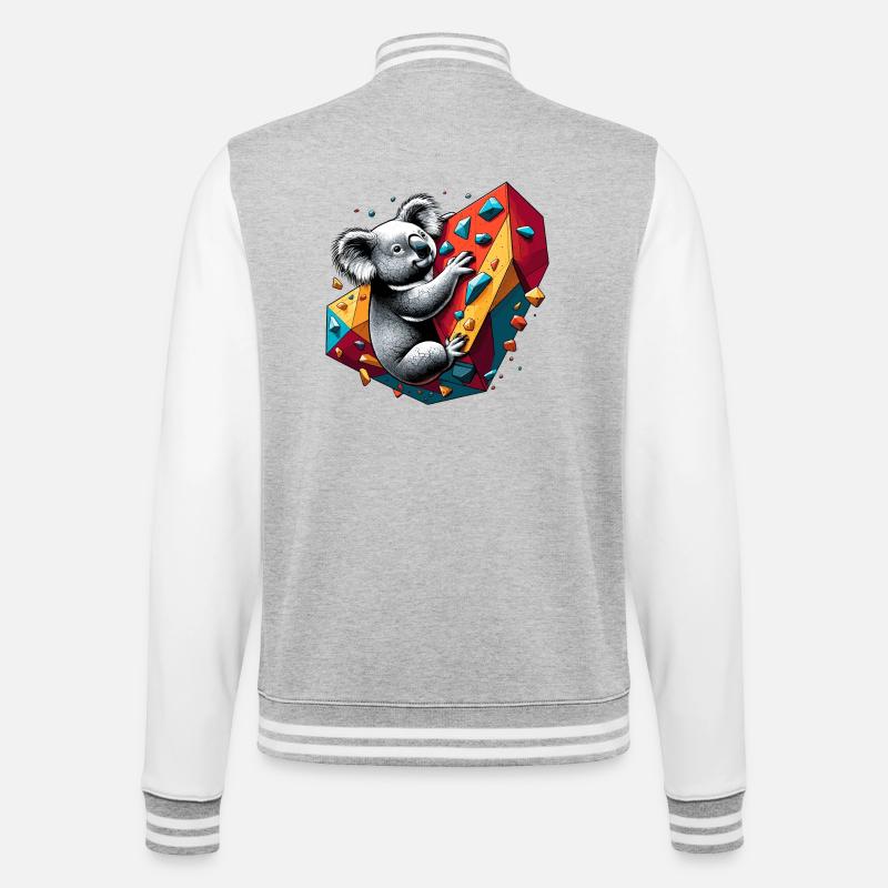 Bouldering Koala Gift - College Sweat Jacket - heather grey/white