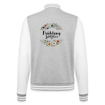 Frühling mit einer Prise Sommer, bitte! - College-Sweatjacke - Grau meliert/Weiß - Hinten - Marisol (170cm)