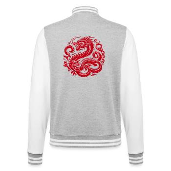 Tatouage de dragon chinois - Veste Teddy - gris chiné / blanc - Dos - Marisol (170cm)