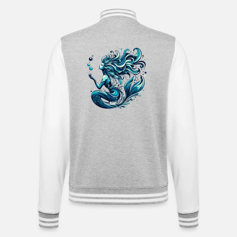 Mermaid Gift - College Sweat Jacket - heather grey/white