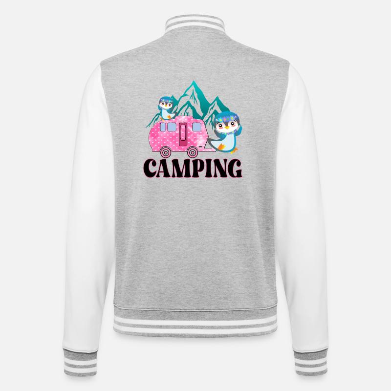 CAMPING CAMPINGSPLATZ PINGUINE - College-Sweatjacke - Grau meliert/Weiß