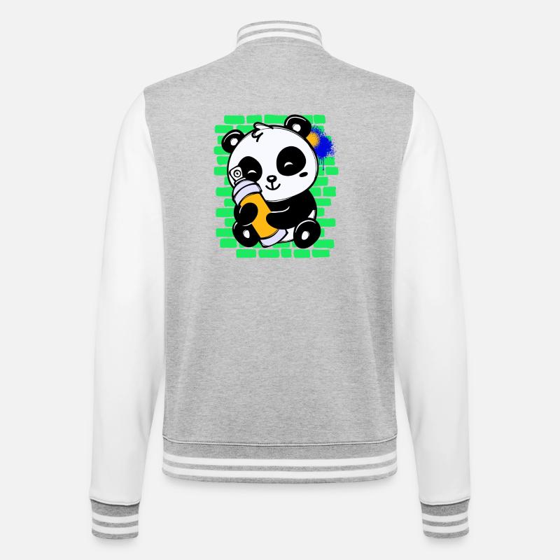 Graffiti Panda Zeichnen Illustration Spraydose - College-Sweatjacke - Grau meliert/Weiß