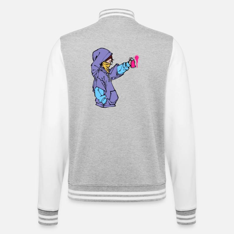 Graffiti Spraydose Kunst Strassenkunst Sprayer - College-Sweatjacke - Grau meliert/Weiß