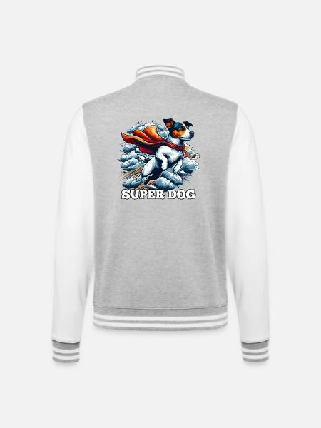 Super Dog Jack Russell Terrier Gift - College Sweat Jacket - heather grey/white
