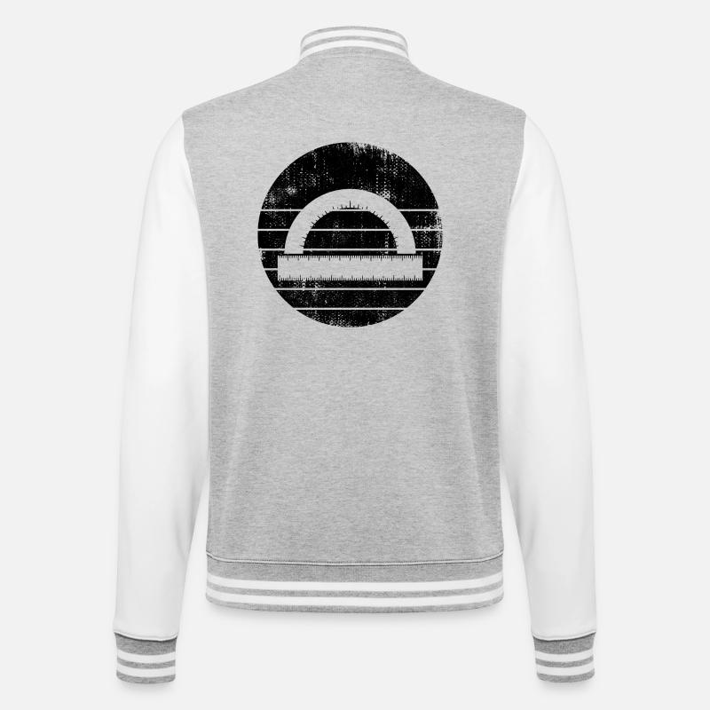 Protractor Ruler - College Sweat Jacket - heather grey/white