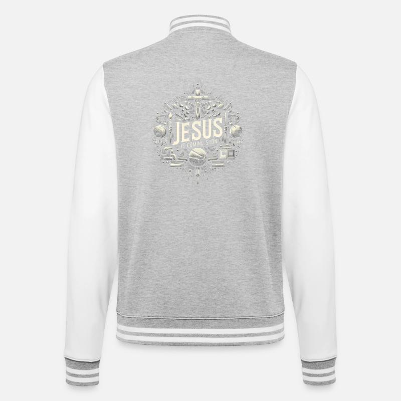 Jésus arrive bientôt Cercle Cosmique - Veste Teddy - gris chiné / blanc