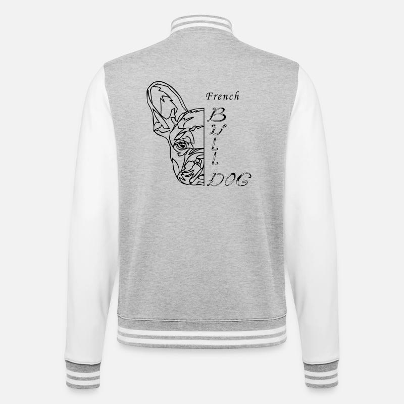 Bouledogue français - Veste Teddy - gris chiné / blanc