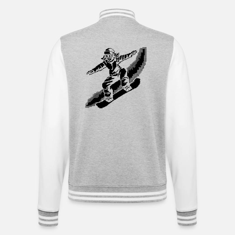 Snowboarder Pixel Art - College-Sweatjacke - Grau meliert/Weiß