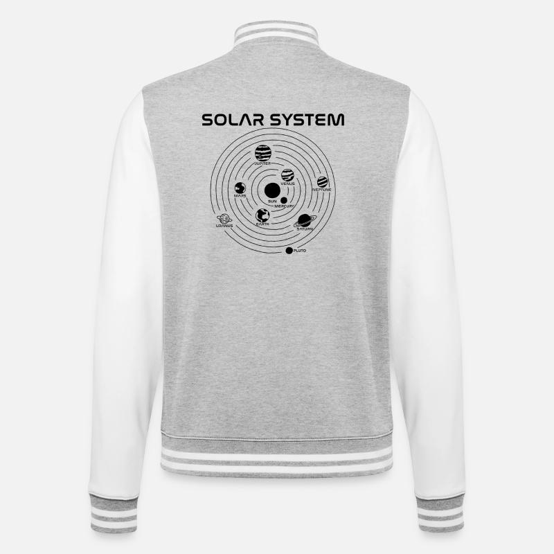 Solar System Map (Black) - College Sweat Jacket - heather grey/white