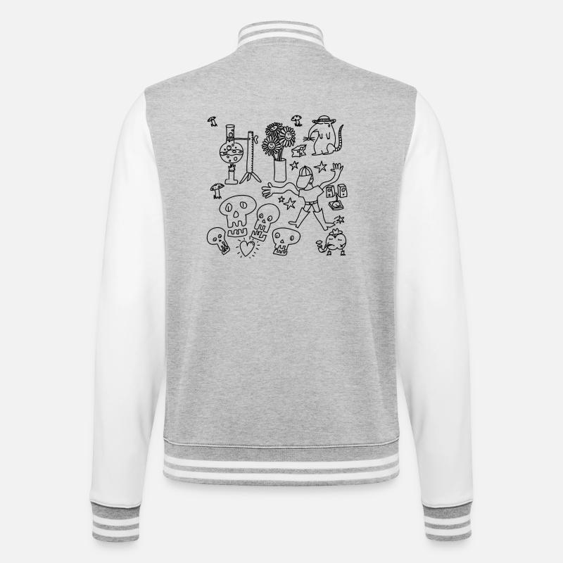 Kritzeln oder nach Hause gehen - College-Sweatjacke - Grau meliert/Weiß