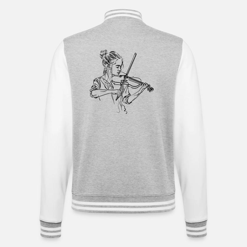 Geige Mädchen Zeichnung - College-Sweatjacke - Grau meliert/Weiß