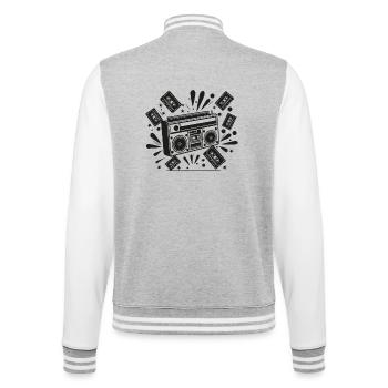 Boombox vintage cassettes nostalgie - Veste Teddy - gris chiné / blanc - Dos - Marisol (170cm)
