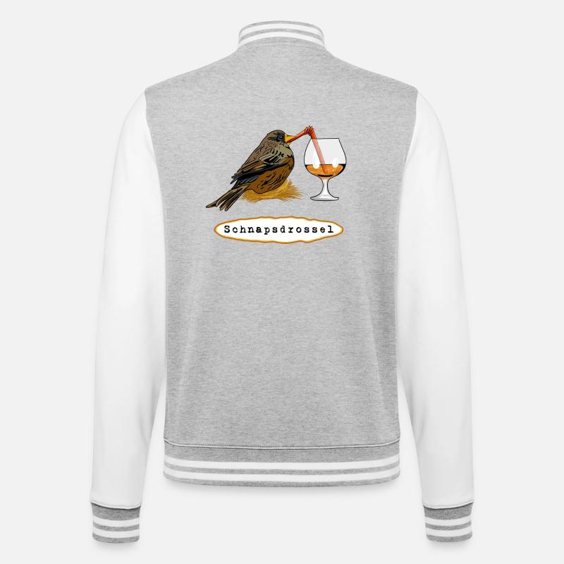 Stößchen! Schnapsdrossel - College-Sweatjacke - Grau meliert/Weiß