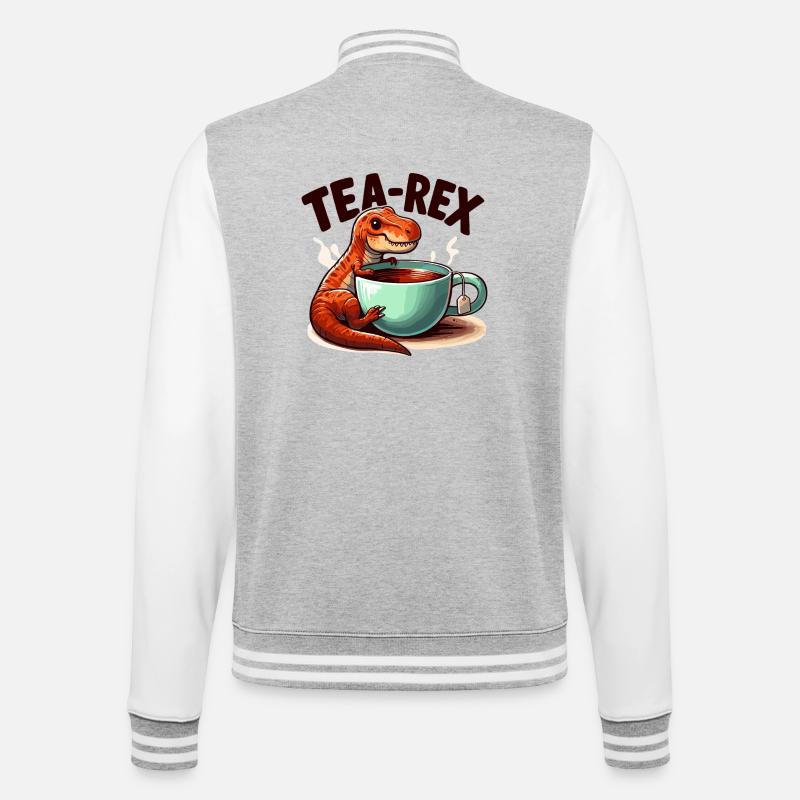 Tee Rex Tee-Rex Teetrinker Geschenk - College-Sweatjacke - Grau meliert/Weiß
