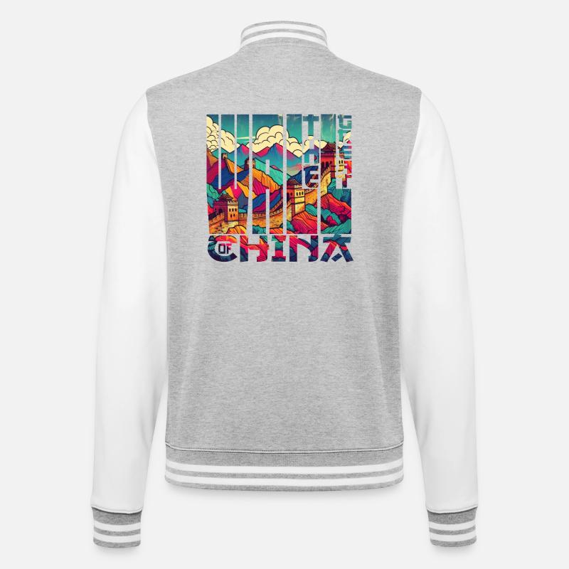 La grande Muraille de Chine - Veste Teddy - gris chiné / blanc