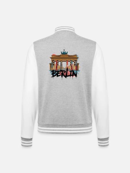 Urban Berlin-stil – Brandenburger Tor - College-sweatjakke - gråmelert/hvit