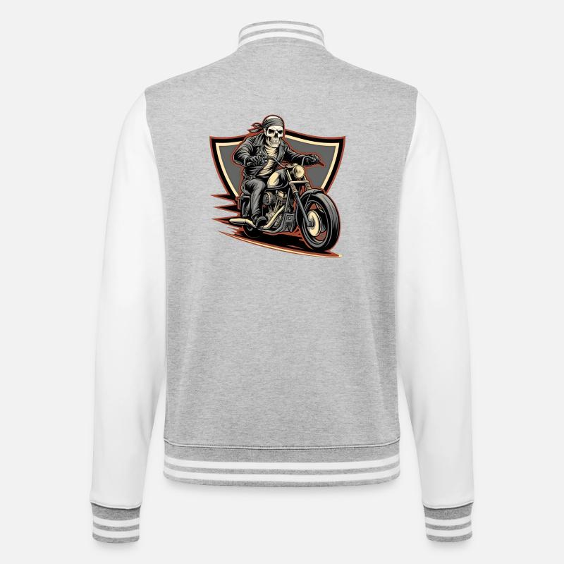 Fearless biker on a gloomy ride - College Sweat Jacket - heather grey/white