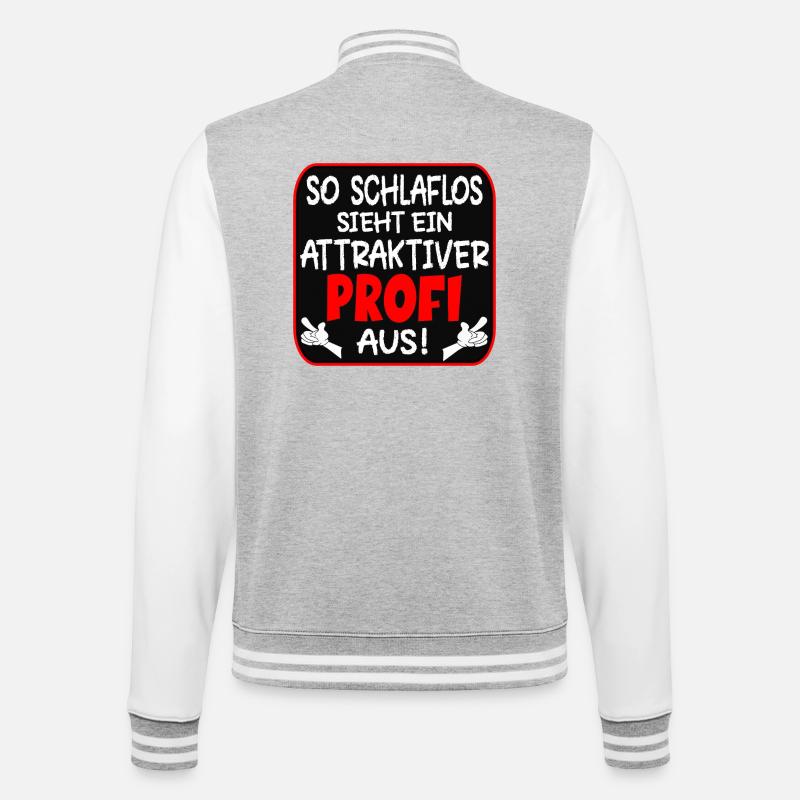 SCHLAFLOSER PROFI BERUFE - College-Sweatjacke - Grau meliert/Weiß