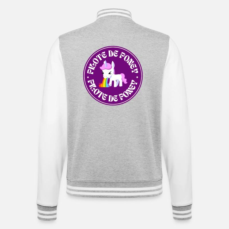 Pony-Pilot - College-Sweatjacke - Grau meliert/Weiß